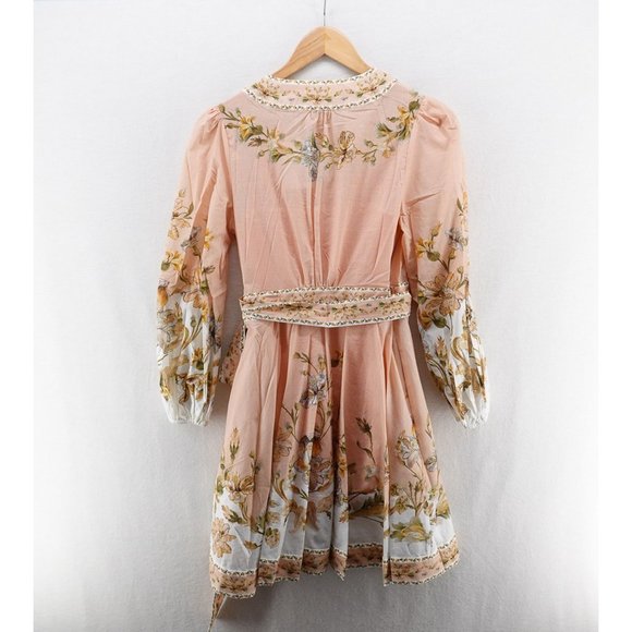 Zimmermann Chintz Floral Print Slubbed Cotton Mini Dress US 6 - Picture 6 of 11